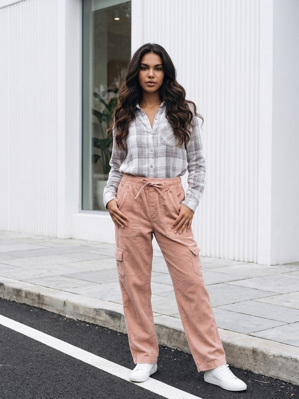 GAP Wide-Leg Cargo Pants in Dusty Rose